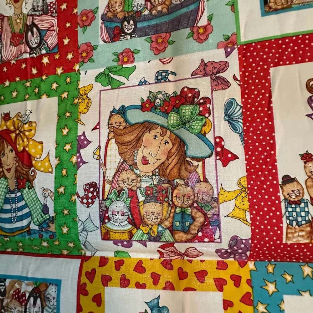 Elizabeth's Studio Cat Lady Alma Lynn Cotton Fabric Panel 23x44 Quilting Sewing - Picture 8 of 15